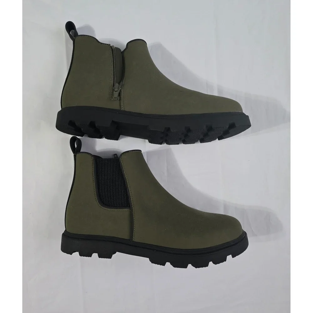 Sonoma Goods For Life Boys Rovie Olive Green Chelsea Ankle Boots Size 6 NWOT